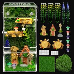 Jumping Spider Enclosure Kit,Escape Proof Reptile Tank,Praying Mantis Terrariums,Transparent Acrylic Complete Bug Habitat,Arboreal Tarantula Cribs Cag