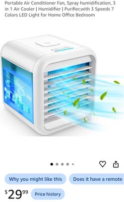 Portable 3-in-1 Air Cooler Fan Humidifier
