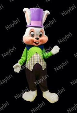 Bunny Mascot Costume with Purple Top Hat for Sale