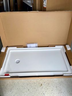 60”X30” Shower Base Pan Stand Up Left Drain in White bath bathroom