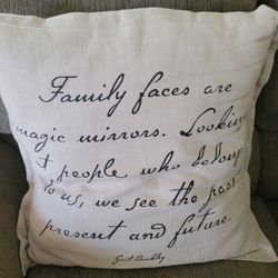Throw Pillow Decorative Gail Buckley " Family Faces Are Magic Mirrors..." 20" X 20"