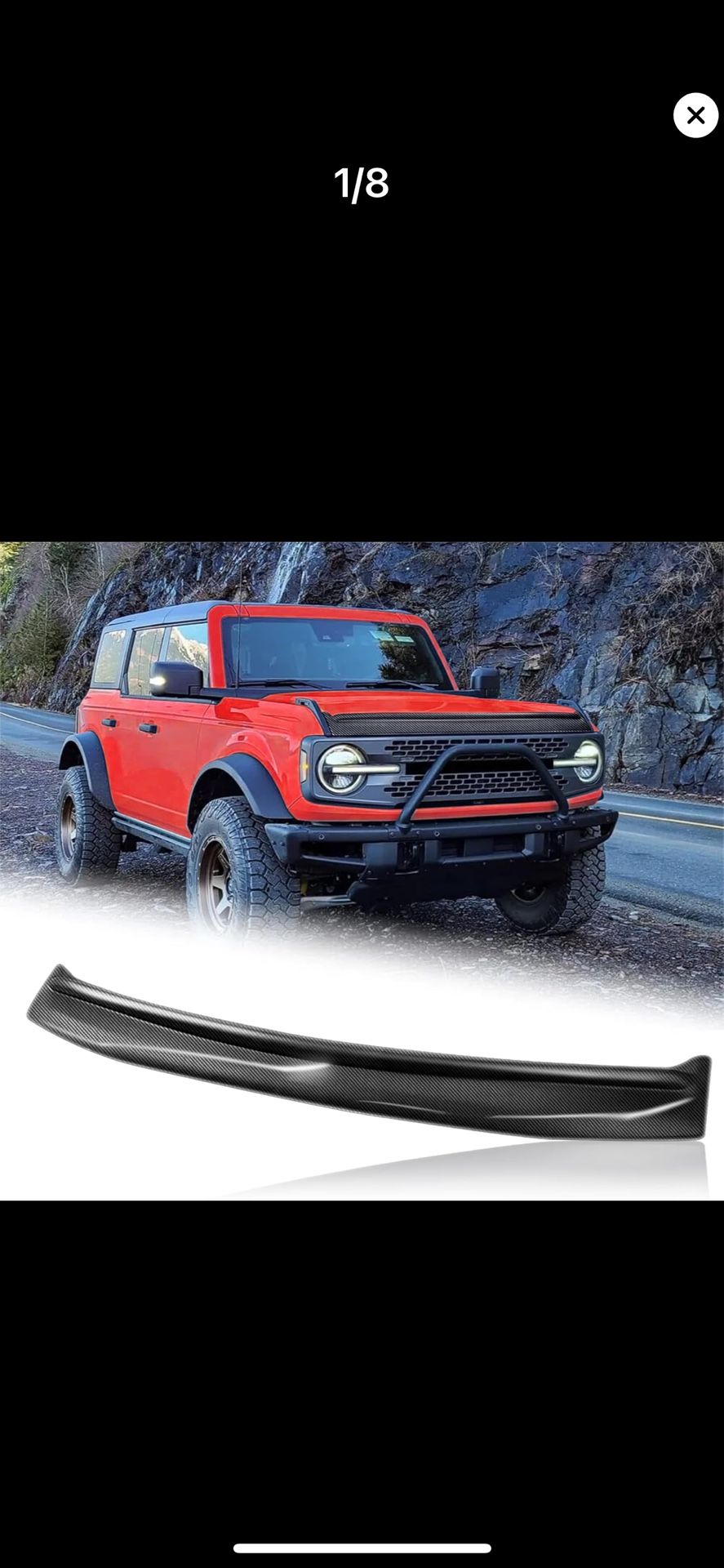 Hood Deflector Hood Protector Compatible with Ford Bronco 2/4 2024 2023 2022 2021 Gloss Carbon Fiber Hood Protector Bug Deflector Stone Guard(Not for