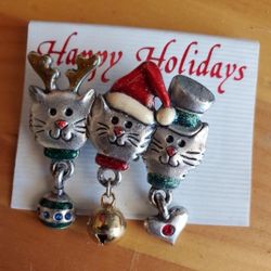 Xmas Cat Brooch 