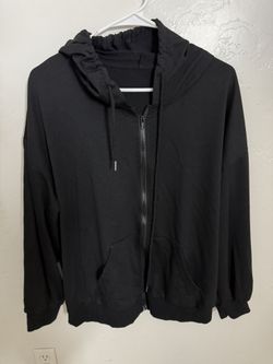 Black Zip-Up Hoodie – Comfy Oversized Fit Size :L