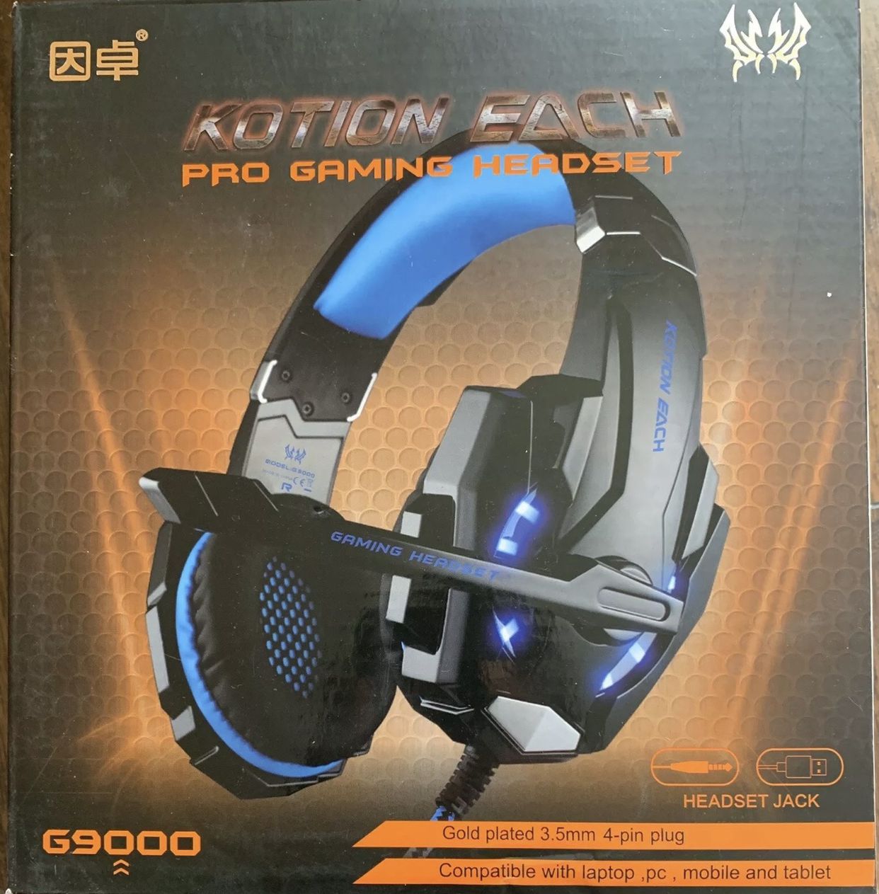 KOTION EACH Pro Gaming Headset G9000 Gold plated 3.5mm 4-pin plug