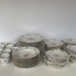 Vintage Fine Bohemia China Czechoslovakia Alpin Rose Set - 79 Pieces