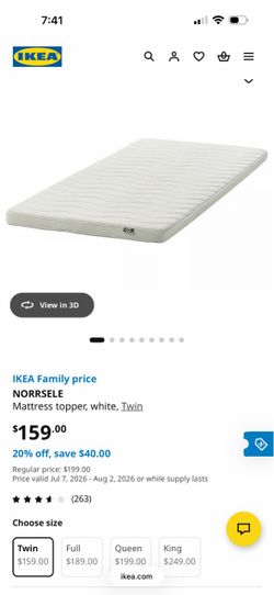 Ikea Twin size mattress pad
