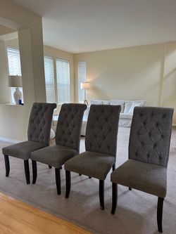 Set of 4 Grey Upholstered Dining Chairs