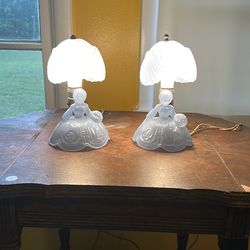 Antique L E Smith southern belle lamps