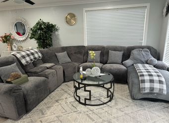 Gray Fabric Sectional Sofa with Chaise