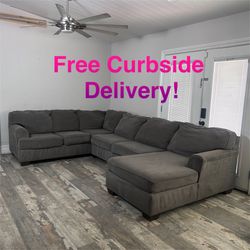 Free Curbside Delivery! Large Grey Sectional Couch