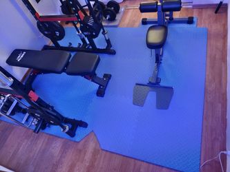 Full Home Gym (power rack, lat pulldown, bars, weights, bench, attachments, etc.)