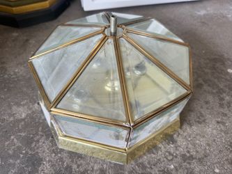Ceiling Light Fixture lamp - Octagonal Glass and Brass