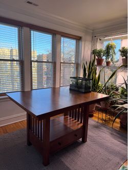Laurelhurst Gathering Height Dining Table in Mission Oak