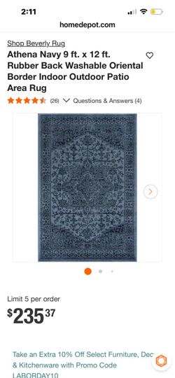 Navy 9x12 Oriental Area Rug indoor/outdoor use
