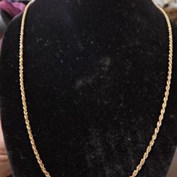 10KT Gold Rope Chain 24” Diamond Cut 