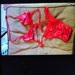 A Sexy Red Two Piece Langerie/ Bathing Suit Outfit 