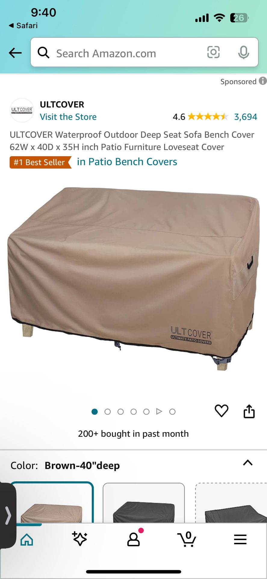 ULT Outdoor Patio  Sofa Cover