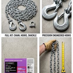 14ft Grade 43 Logging Chain (3/8") w/ Hooks - 5400 lb WLL - $50