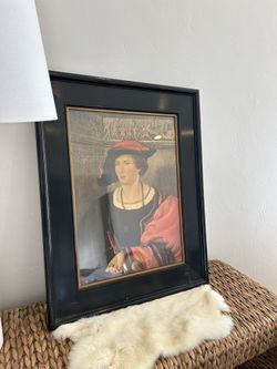 Vintage Signed Portrait of Benedikt von Hertenstein Reproduction Large wall Hanging Framed Museum 24x19” Print Art Artwork Wood Frame 
