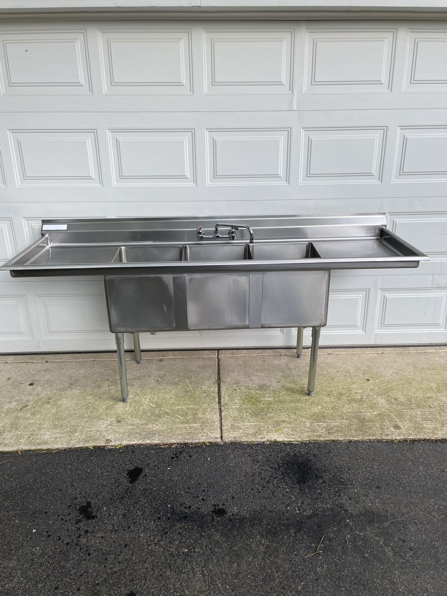 87x27 Stainless Steel Heavy Duty 3 Bay Prep Sink