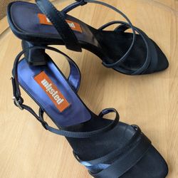 Navy Sateen Dress Sandals