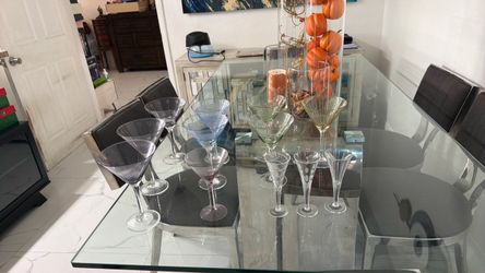 Mixed Colored Martini and Cocktail Glasses Set