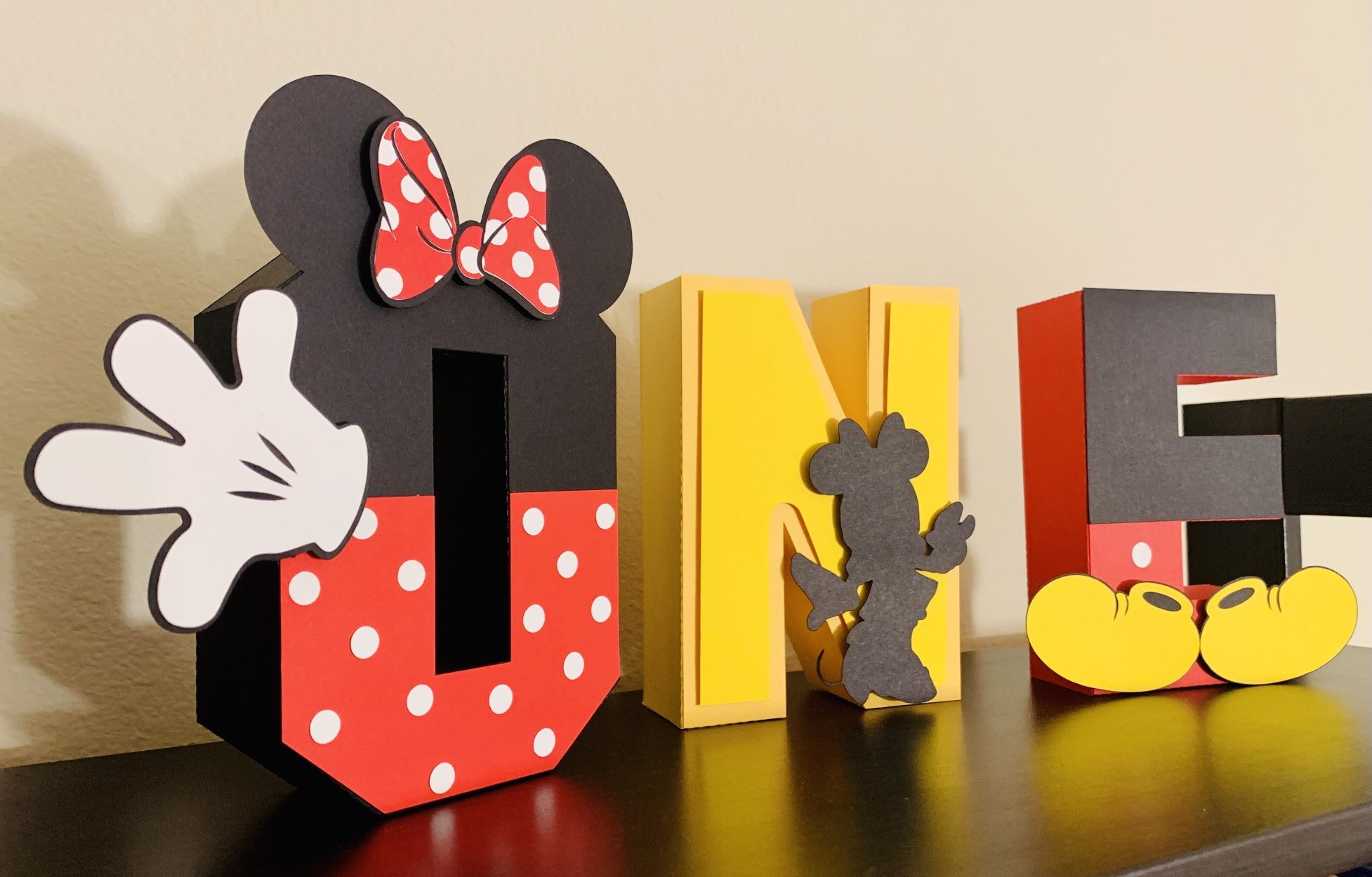 Minnie Mouse 3D Letters, Minnie Mouse First Birthday, Minnie Mouse Theme, Free standing Minnie Mouse Letter, Minnie Mouse, ONE Mickey Mouse
