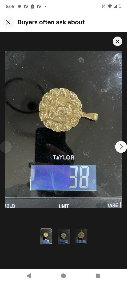 10k Large Double Sided Pendant
