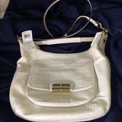 Coach Kristin Hobo White Embossed Leather Bag NWT