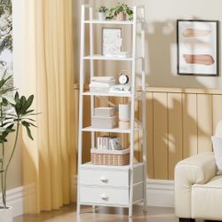 Furologee 5-Tier Ladder Shelf with 2 Drawers
