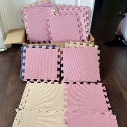 40 Pcs Kids Foam Puzzle Floor Mat Bulk Solid Color Foam Play Mat with Borders