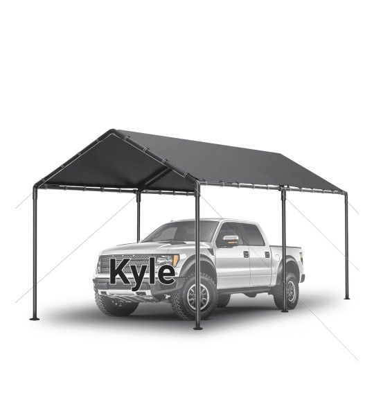 10x20 ft Extra Large Heavy Duty Carport Car Canopy Garage with Steel Poles Grey,Canopy Party Tent