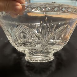 12 inch diameter crystal cut glass bowl