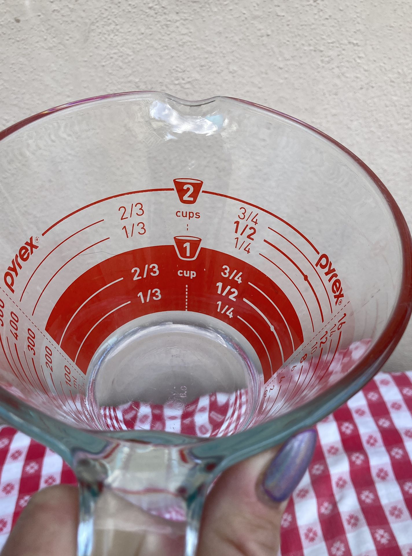 Pyrex 1 Cup Measuring Cup Open Handle Red Letters – Complete