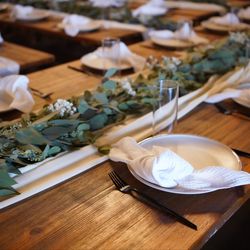 2 CHIFFON TABLE RUNNERS, 35 X 192 INCH IVORY CHIFFON FABRIC