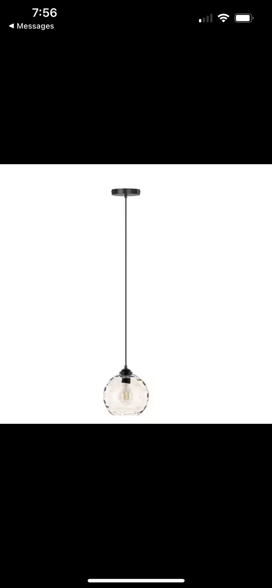 Aiwen Modern 7.87 in. 1-Light Black Globe Hanging Pendant Light with Glass Shade