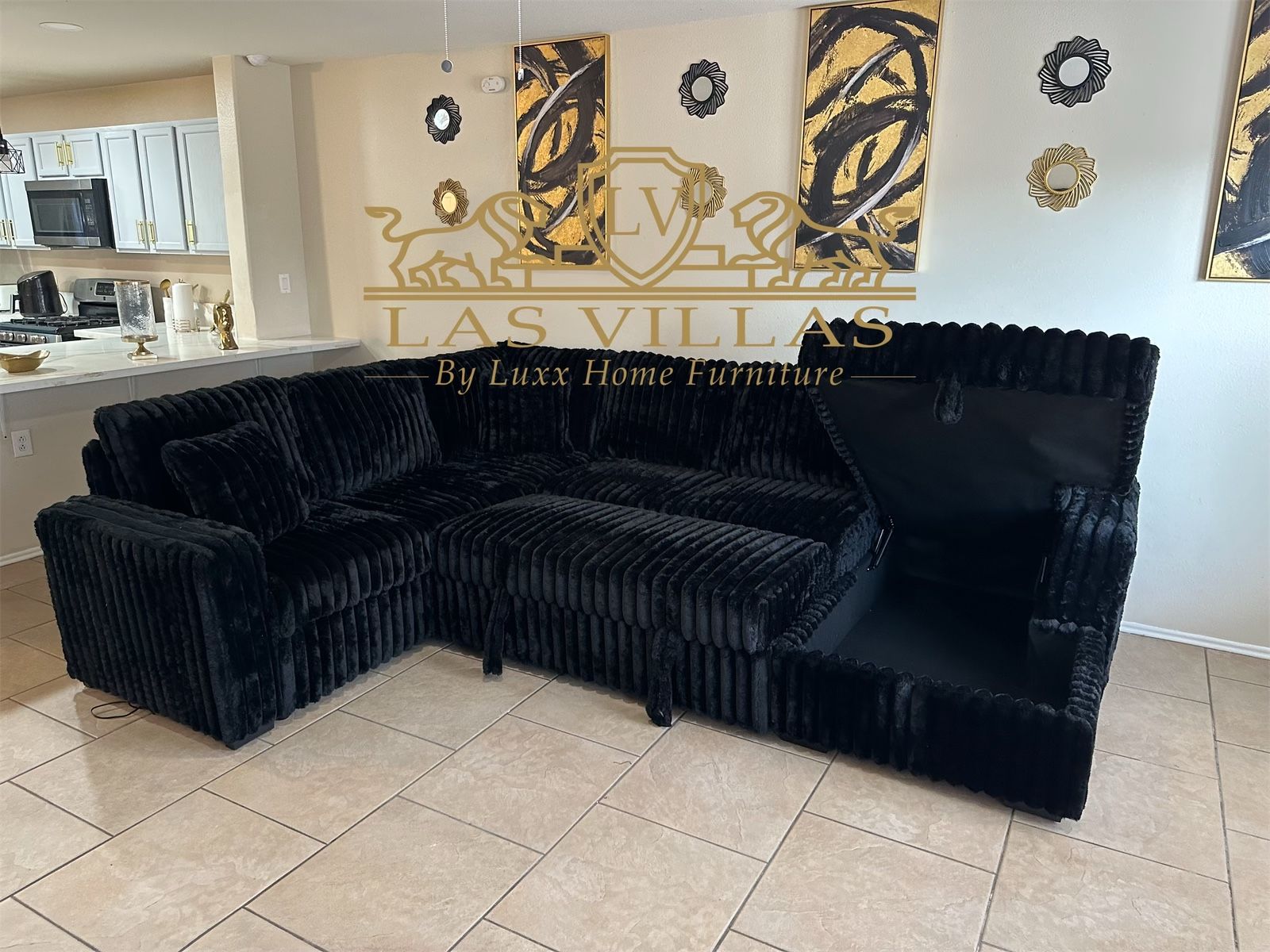 New Furniture Sonic Black Sectional With Pull-Out Bed  Couches Financing Available Same Day Delivery