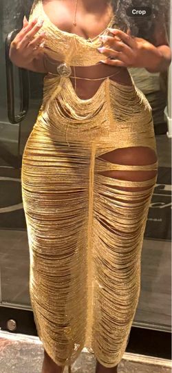 Gold Metallic Ruched dress