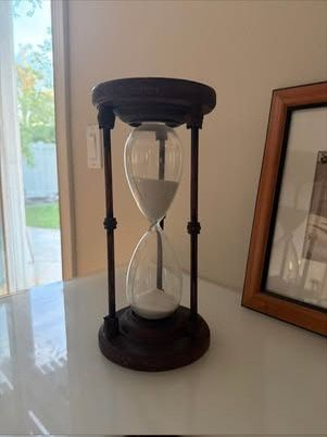 Vintage Rare Brass Sand And Wood Hourglass 12” Tall