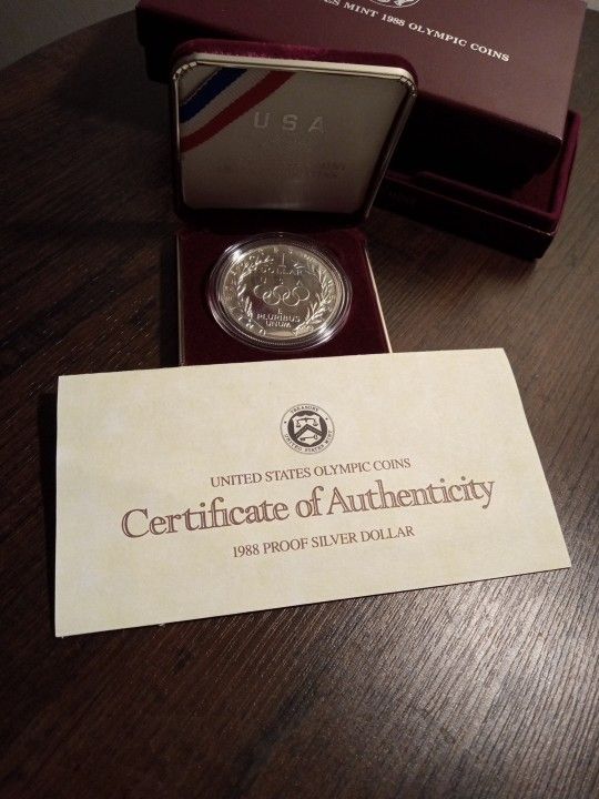 United States 1988 Proof Silver Dollar Seoul Olympiad with Box and COA
