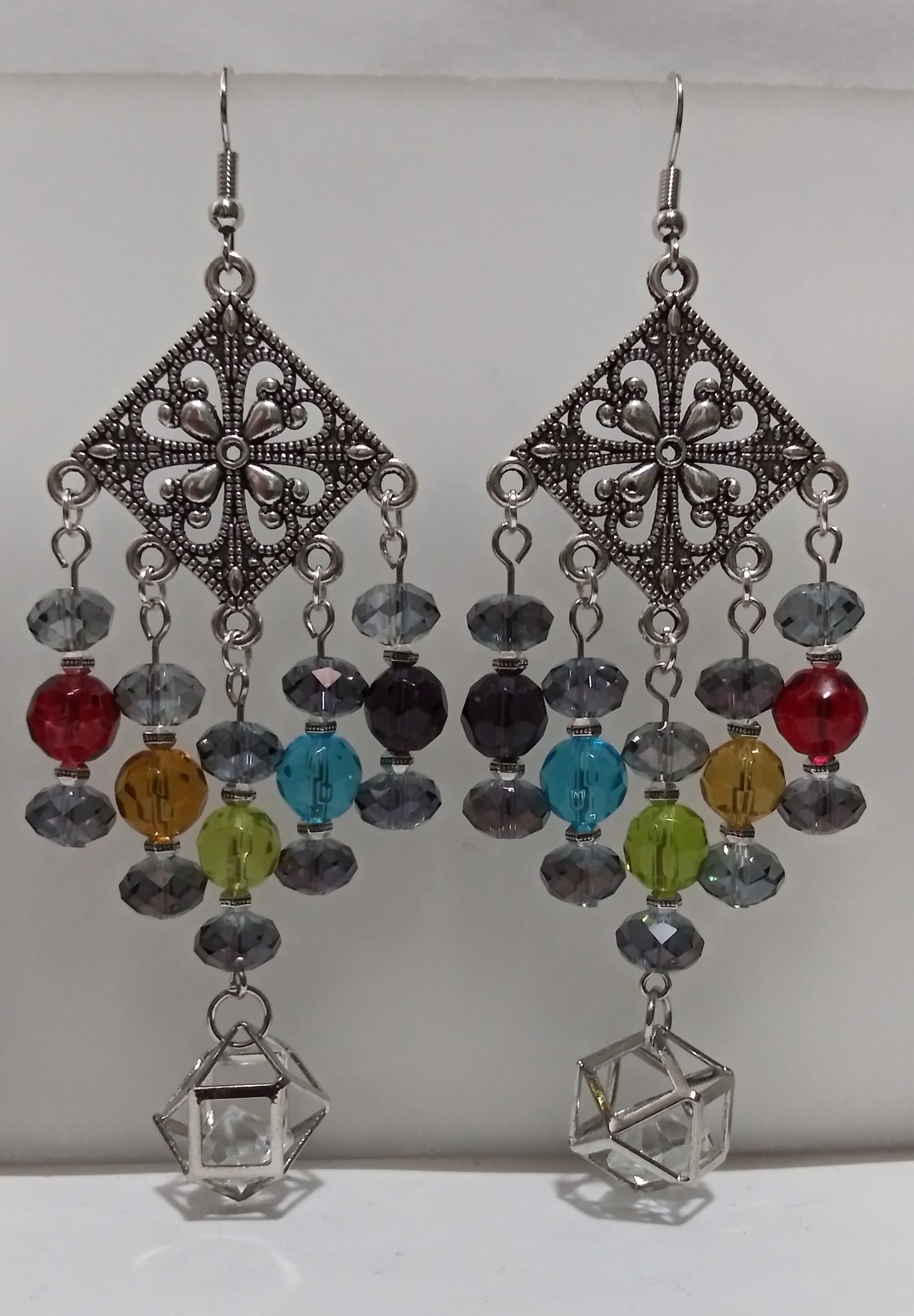 Handmade Pride rainbow dangle earrings