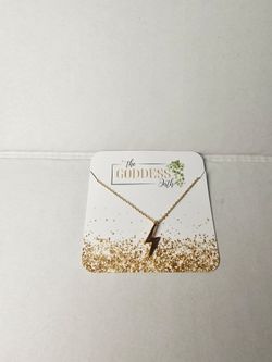 NWT The Goddess Oath Gold Lightning Bolt Necklace Hand Made In Korea Gold Dipped