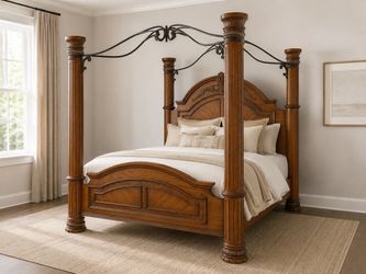 Ornate King Canopy Bed Frame - Free Delivery