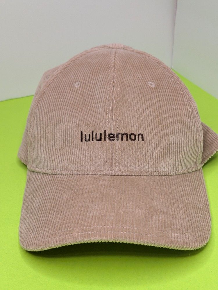 Lululemon corduroy Baseball Logo Cap Tan Hat One Size Gym Casual
