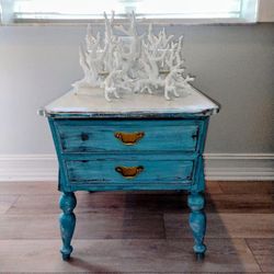 Coastal Chic Hand-Painted Ship Captains Table
