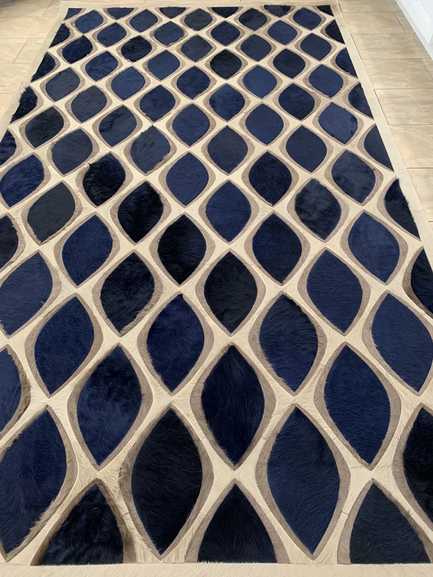 Extra Large Designer Authentic Leather Cowhide Rug