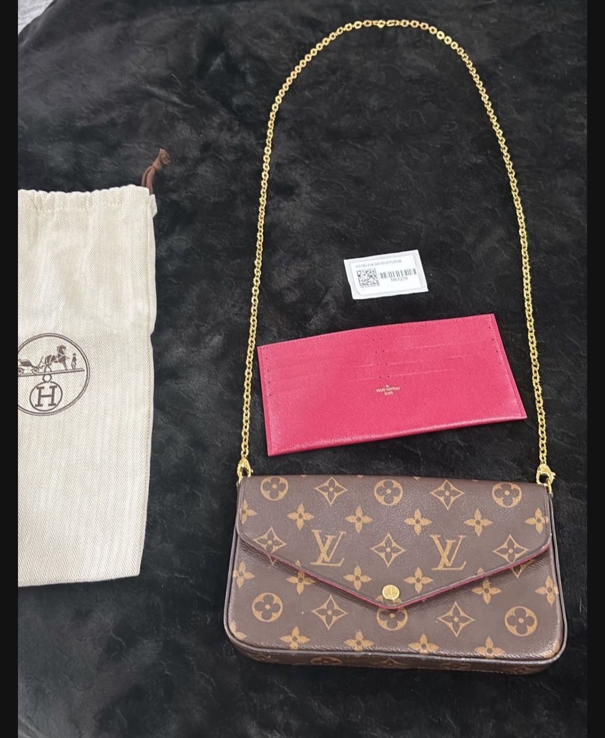 Authentic Louis Vuitton Monogram Pochette Felicie Shoulder Bag Fuchsia M61276