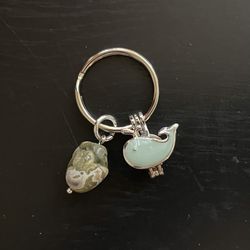 .Natural Charged Jasper& Whale Perfume Keychain (known For :Healer, Nurturer, Stones Of Courage & Wisdom,Calm Emotions )