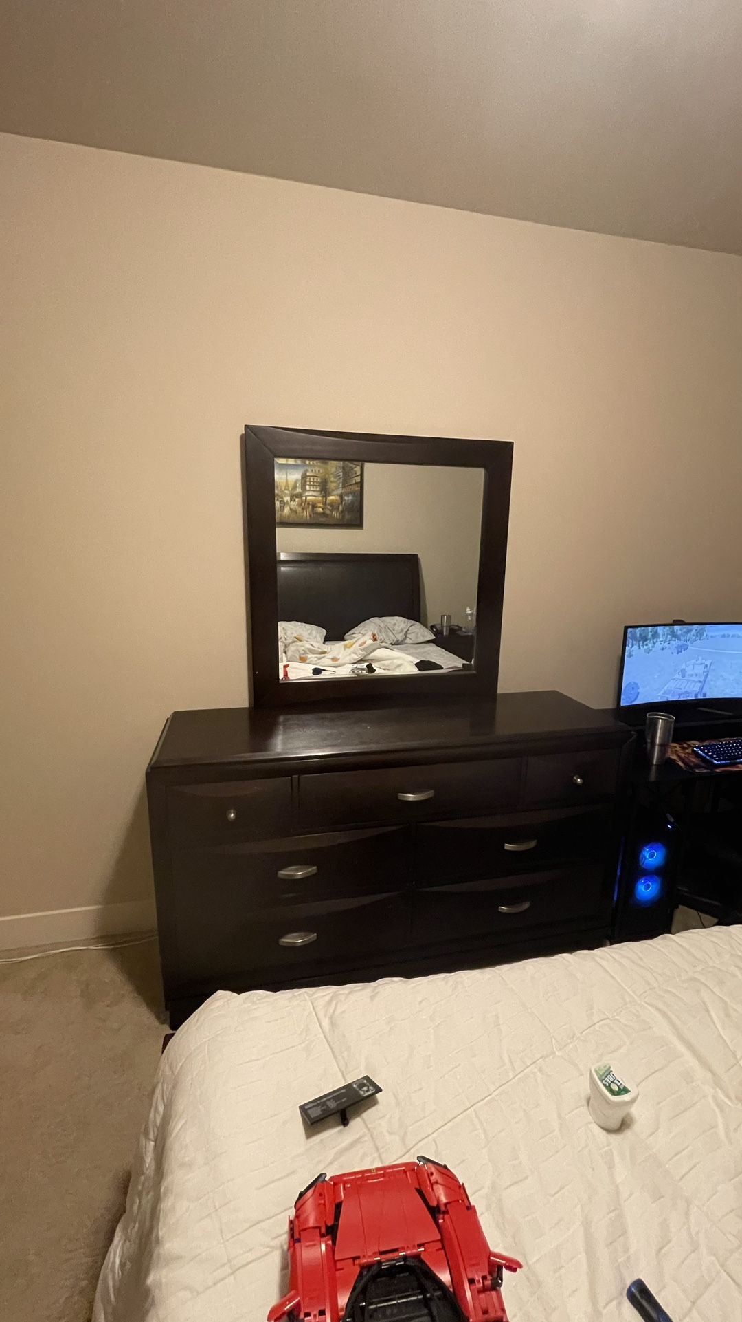 Wooden Dresser with Mirror